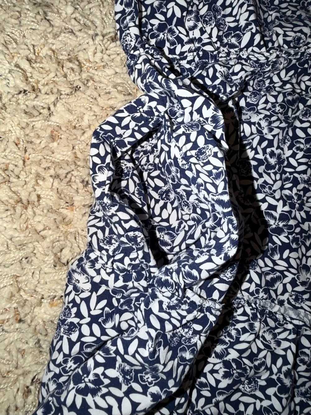 J. Crew Navy and White Floral Dress with Pockets